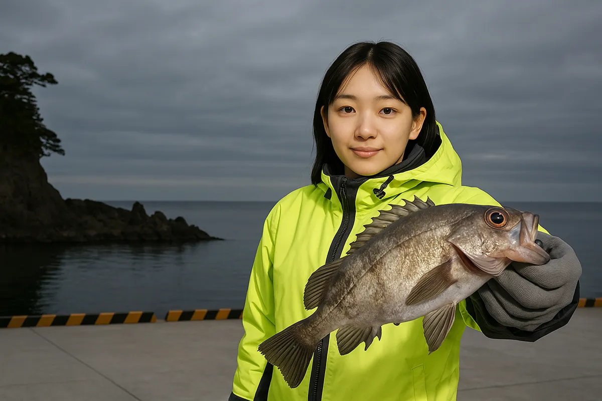 御崎漁港でメバルの釣果を得た森永.webp