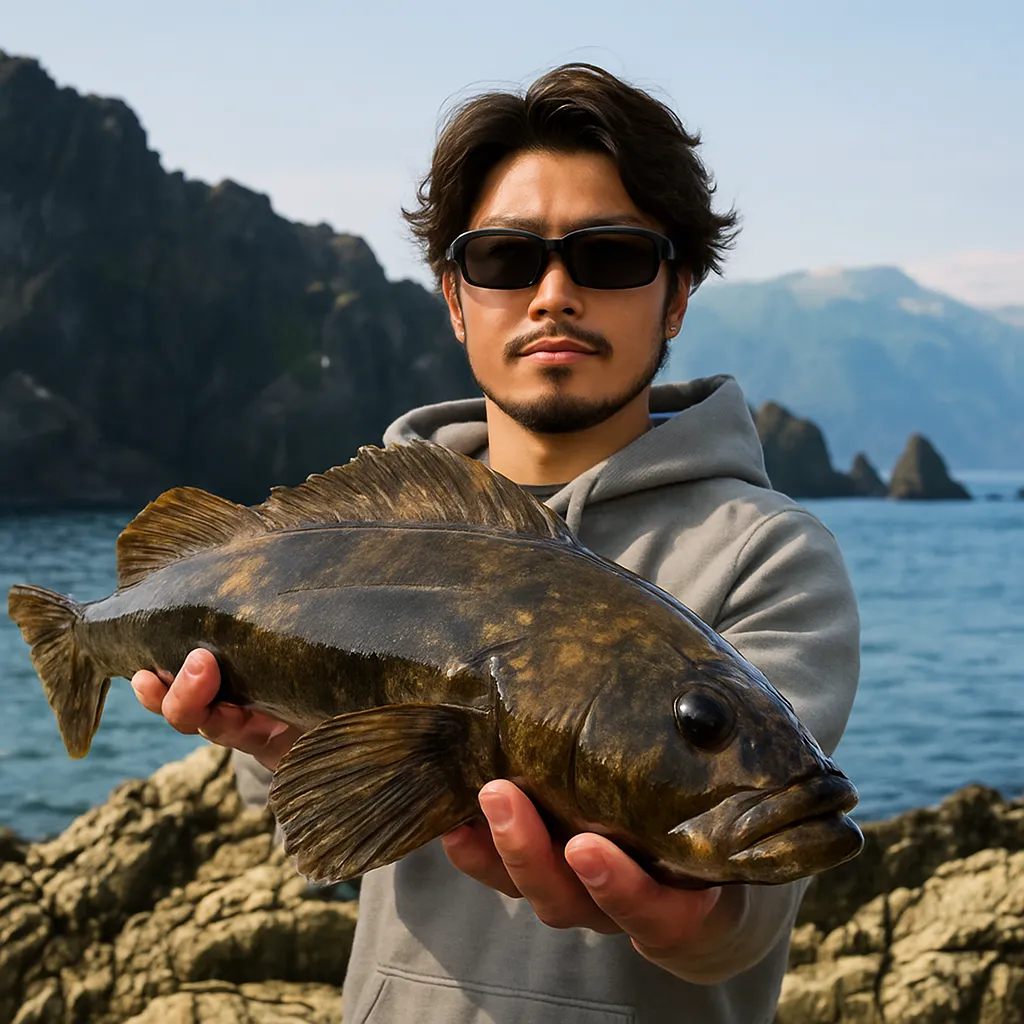 御箱崎でアイナメの釣果を得た澤田.webp