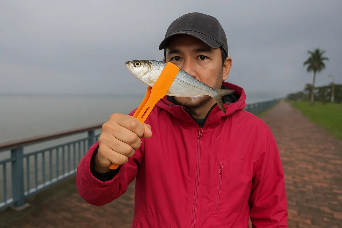志布志港でコノシロの釣果を得た男性.webp