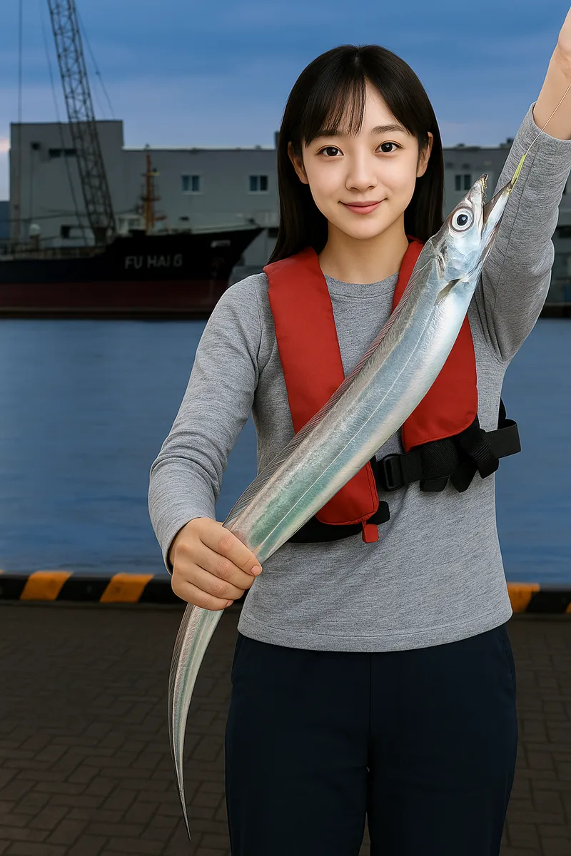志布志港でタチウオの釣果を得た国生.webp