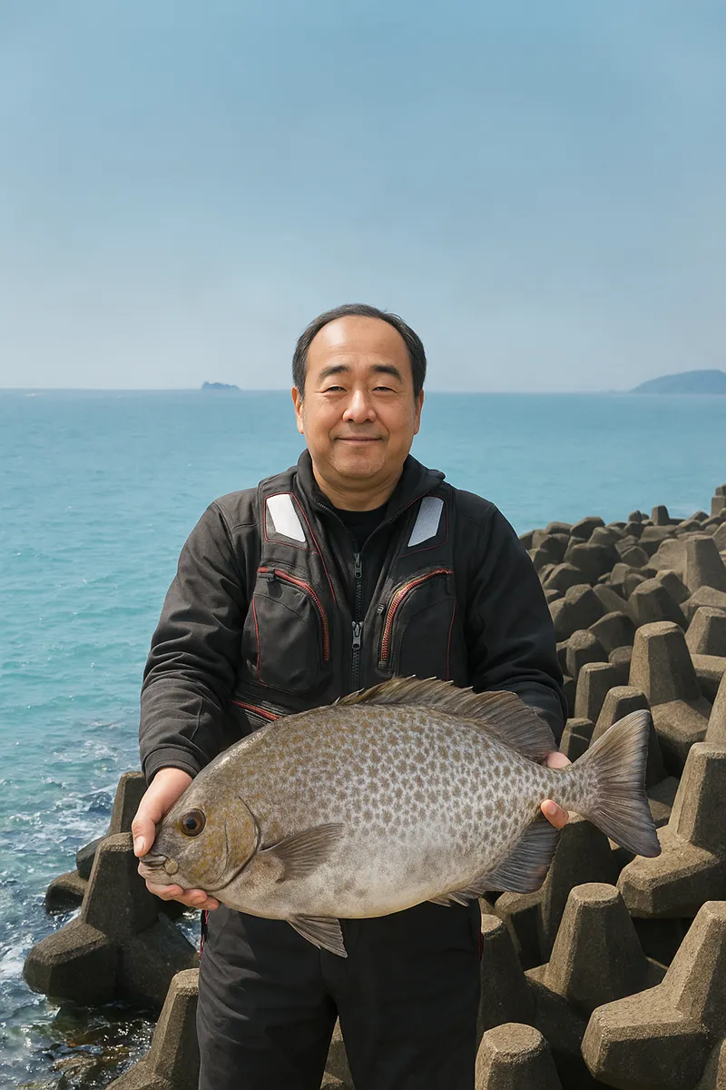 惣慶船溜りでカーエーの釣果を得た持田.webp
