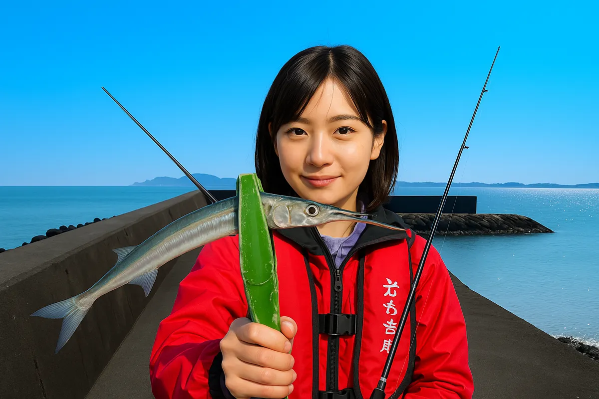 惣慶船溜りでサヨリの釣果を得た黒川.webp