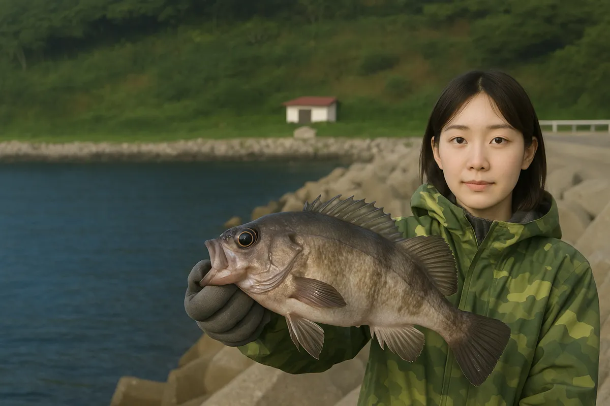 戸賀漁港でメバルの釣果を得た森永.webp
