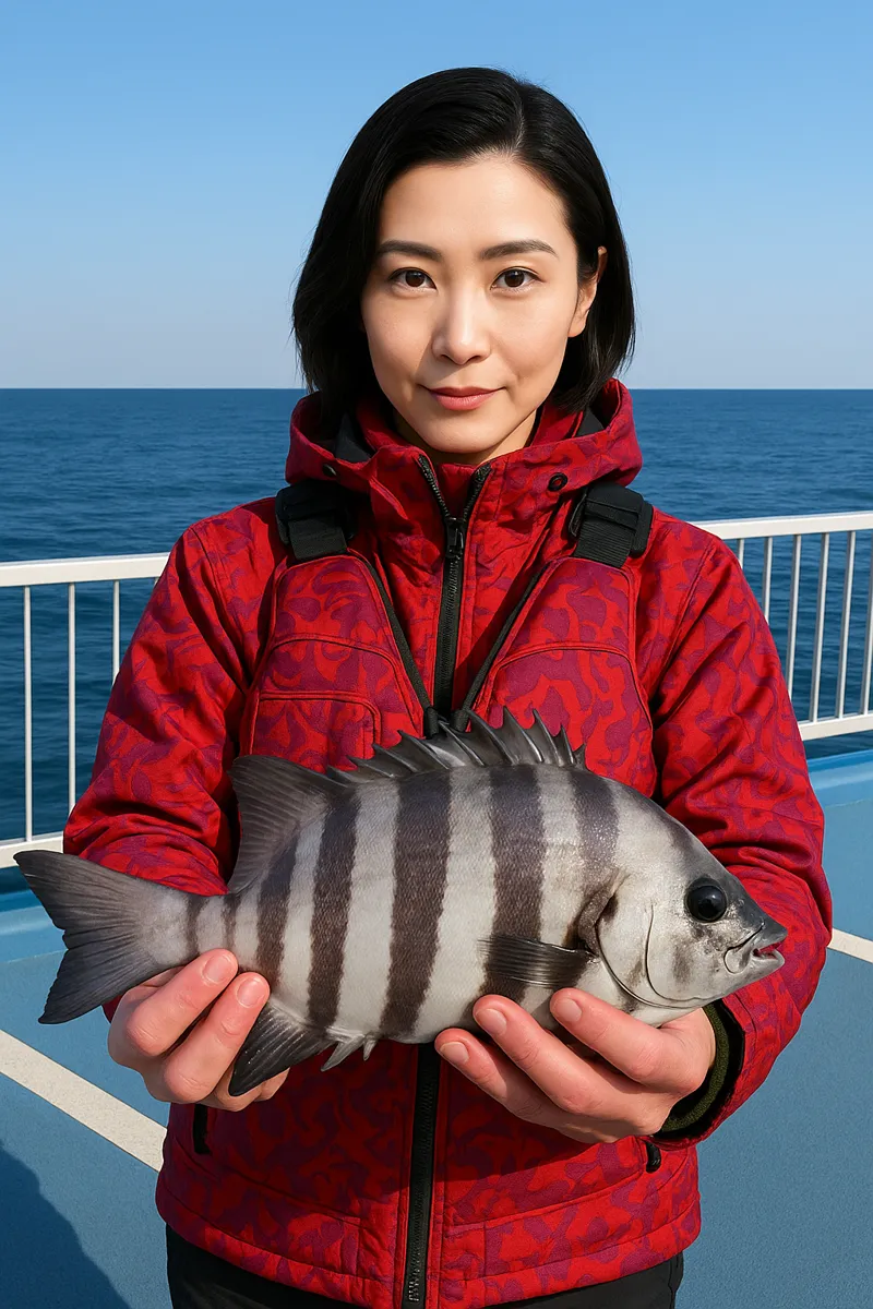 新地海釣り公園でイシダイの釣果を得た八重田.webp