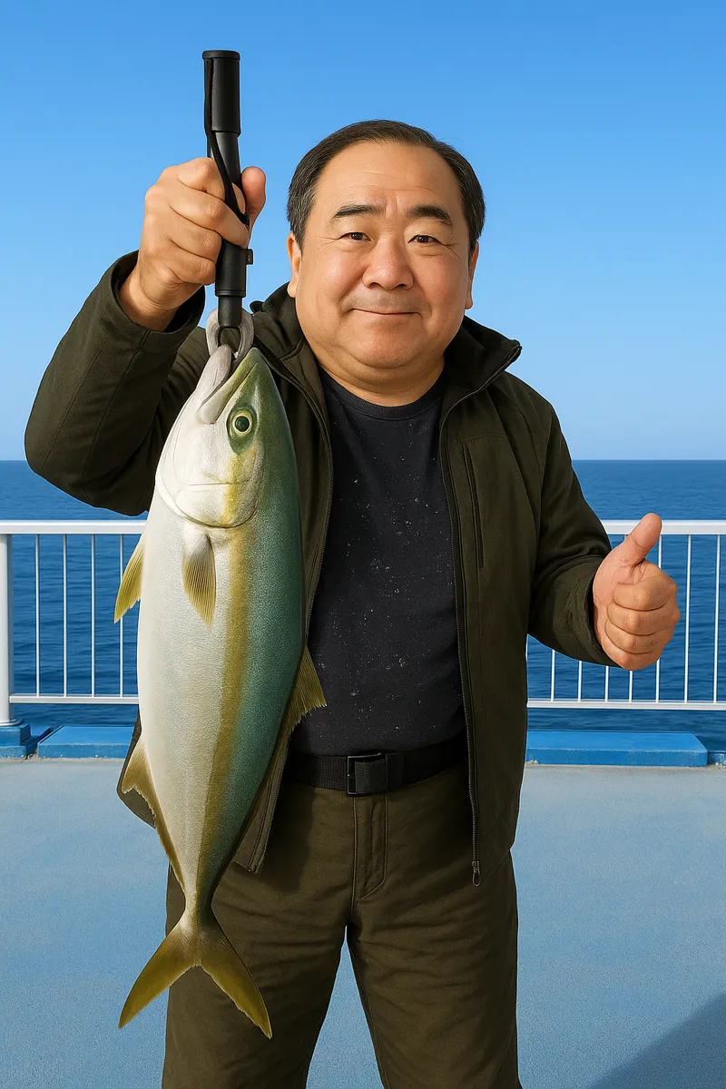 新地海釣り公園でイナダの釣果を得た持田.webp