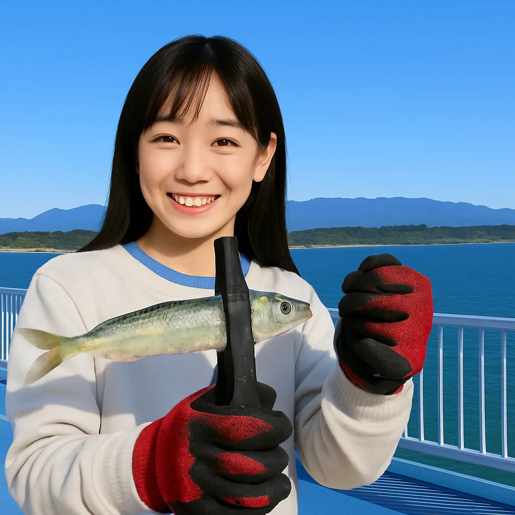 新地海釣り公園でイワシの釣果を得た国生.webp