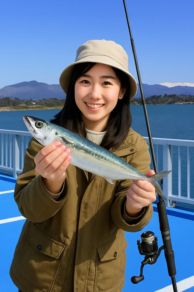 新地海釣り公園でサバの釣果を得た黒川.webp