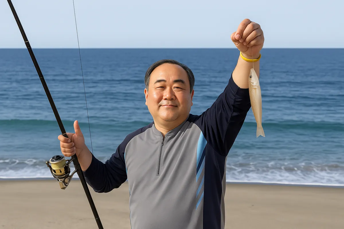 方財サーフでシロギスの釣果を得た持田.webp