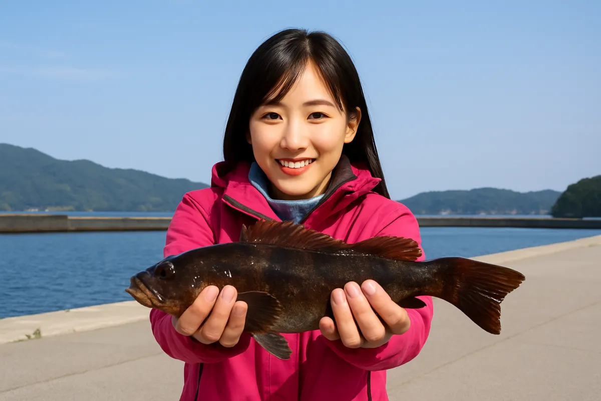 日出島漁港でアイナメの釣果を得た黒川.webp