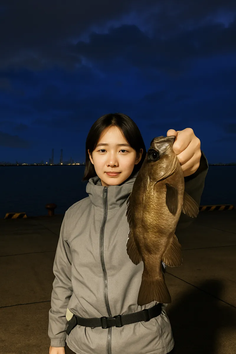 日吉原公共埠頭でメバルの釣果を得た森永.webp