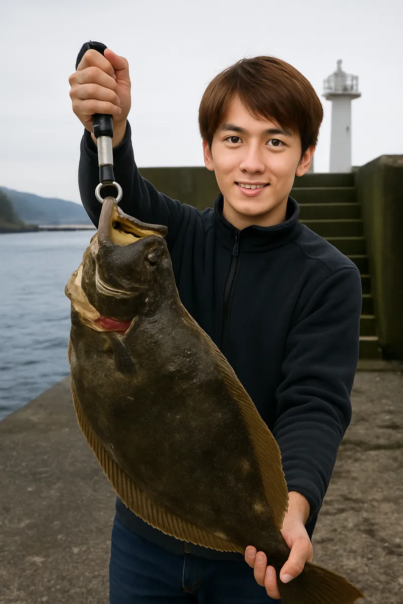 易国間漁港でヒラメの釣果を得た久良木.webp