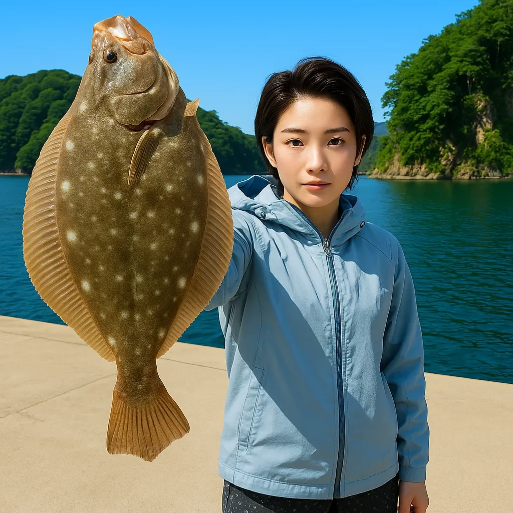 月浦漁港でカレイの釣果を得た佐伯.webp