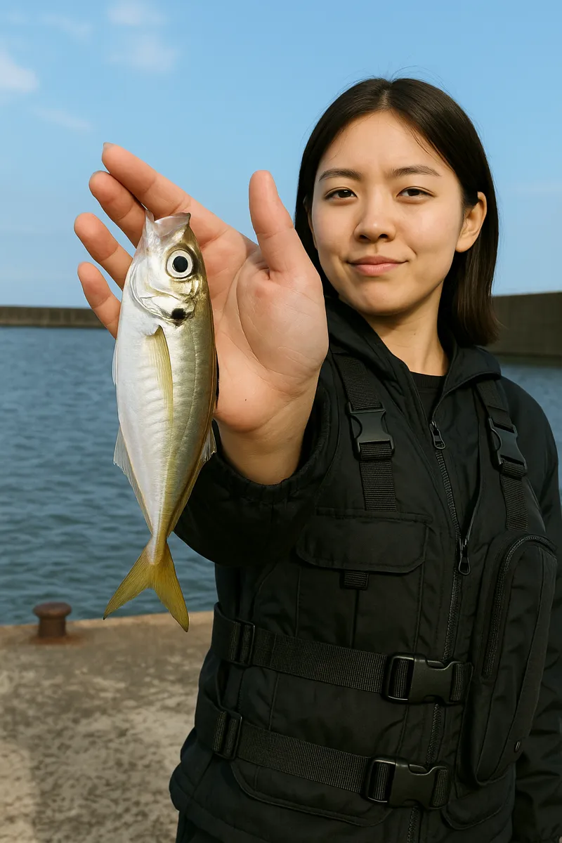 本荘マリーナでアジの釣果を得た森永.webp