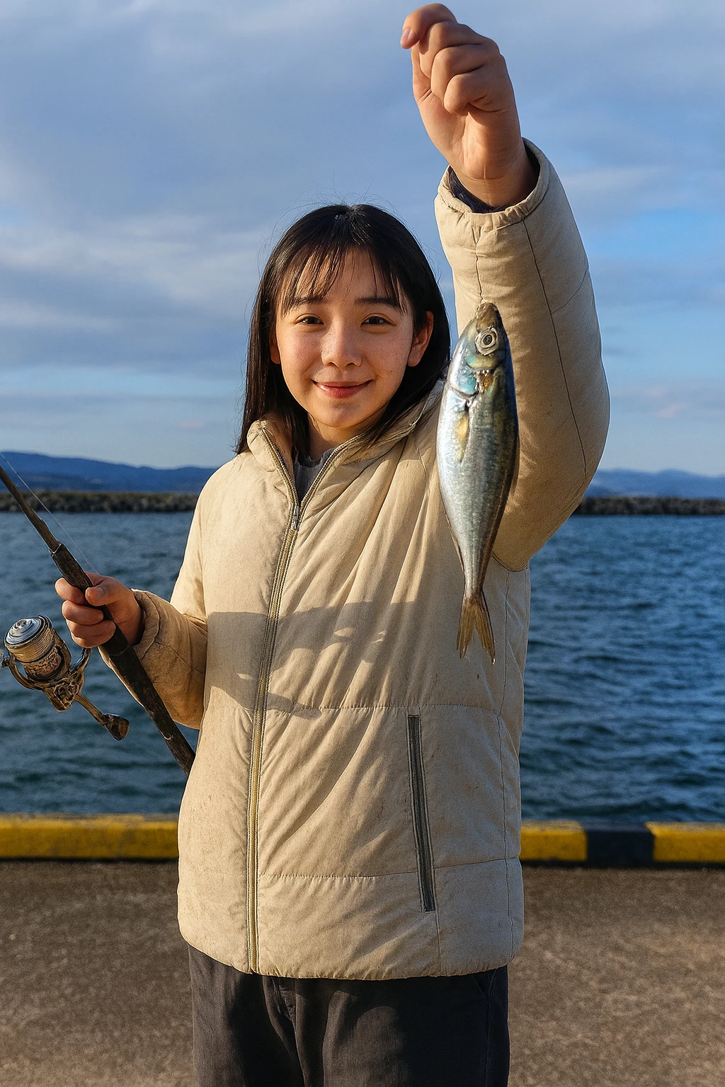 本荘マリーナでハタハタの釣果を得た国生.webp