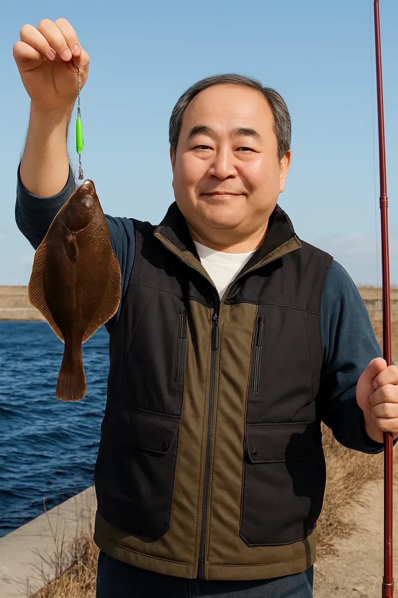 松川浦でカレイの釣果を得た持田.webp