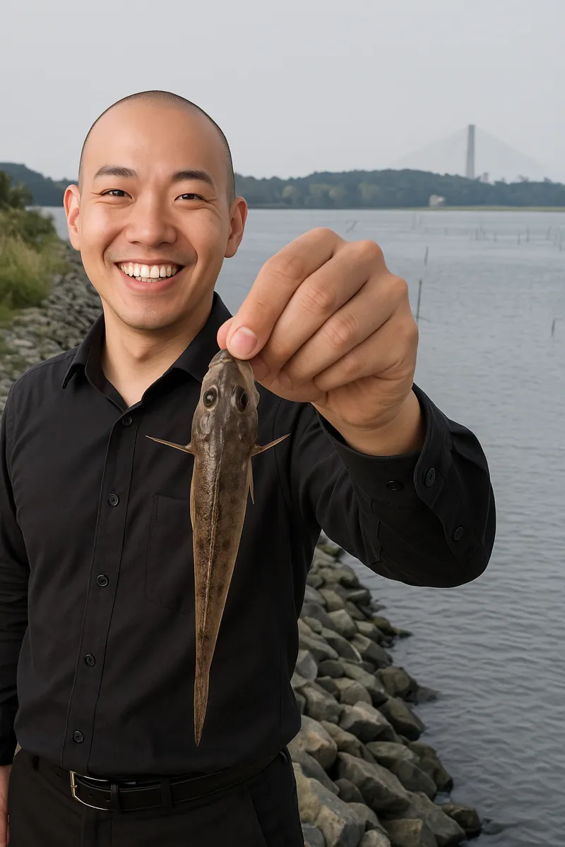 松川浦でハゼの釣果を得たがんだま君.webp