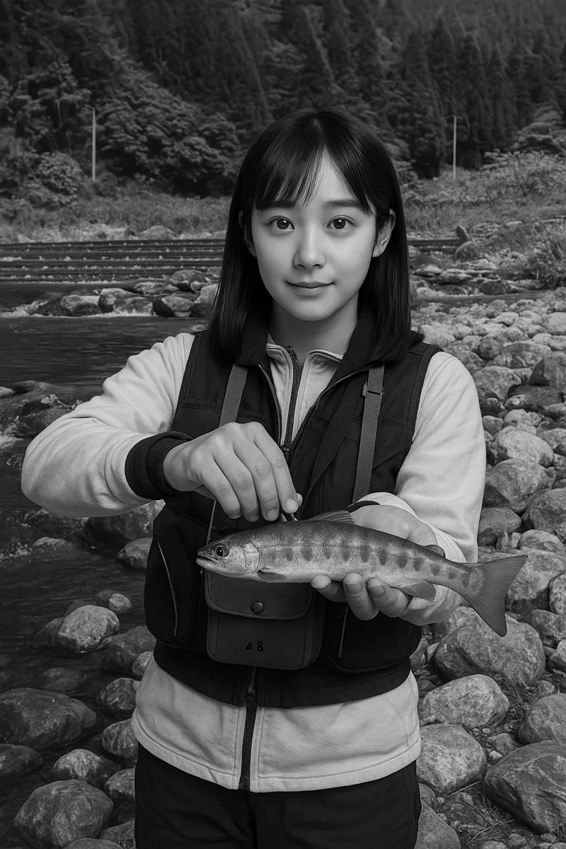 栃尾フィッシングパークでヤマメの釣果を得た国生.webp
