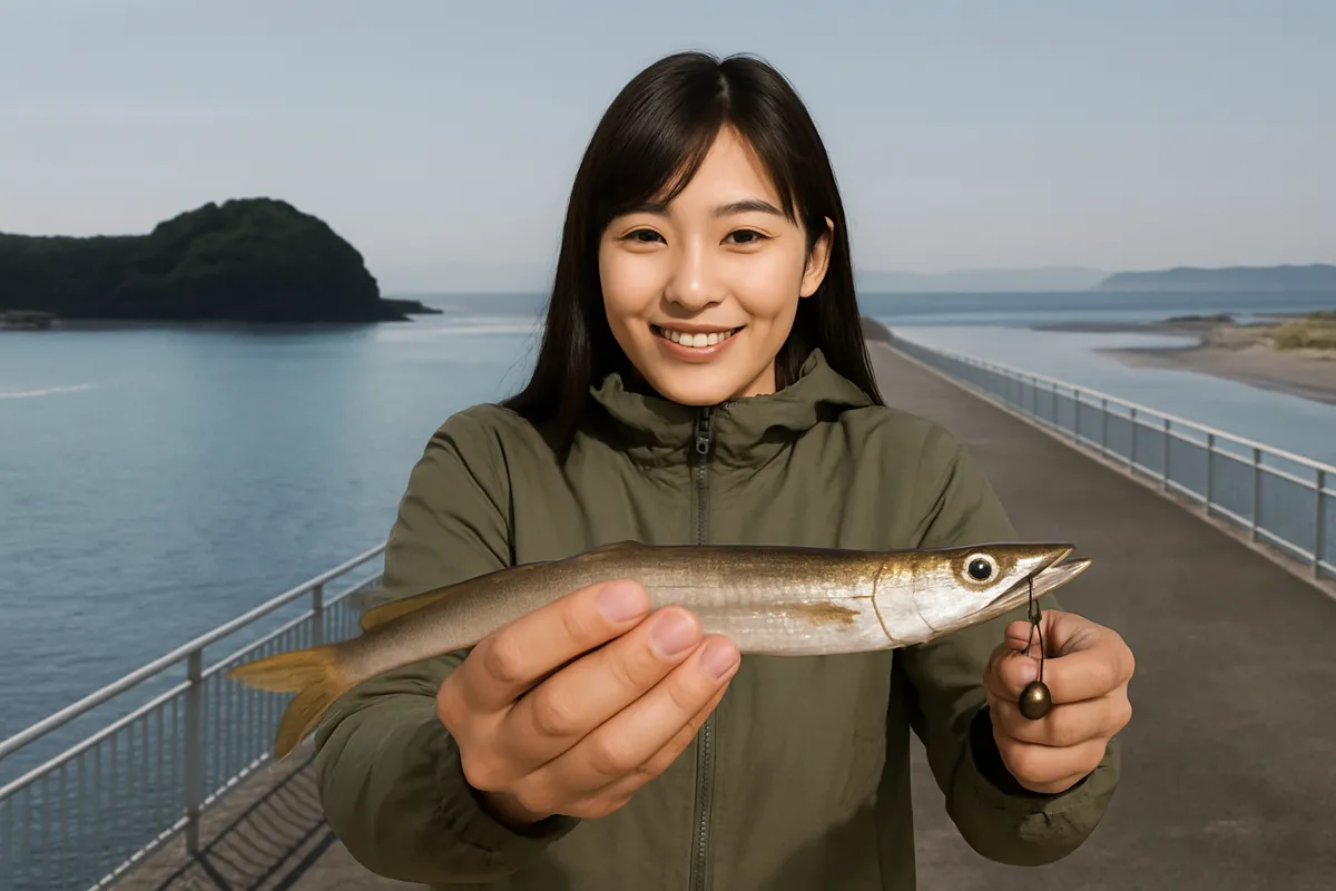 根占港でカマスの釣果を得た黒川.webp