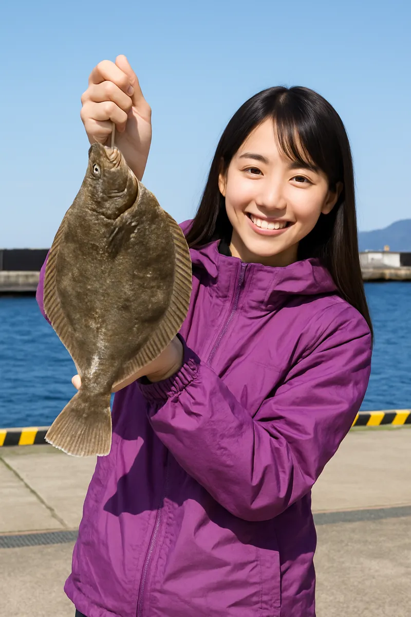 根白漁港でカレイの釣果を得た黒川.webp