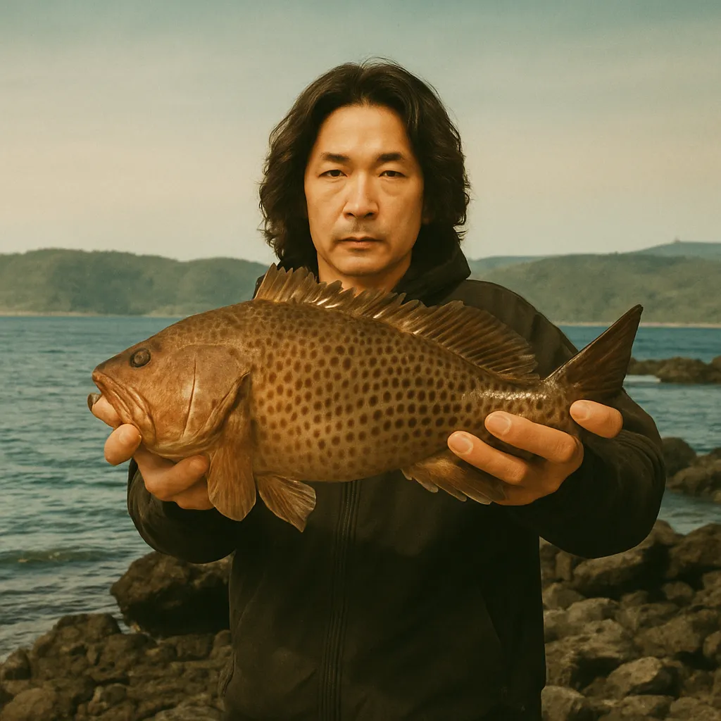 桜島でオオモンハタの釣果を得た岸本.webp