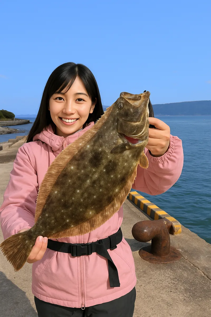桜島でヒラメの釣果を得た黒川.webp