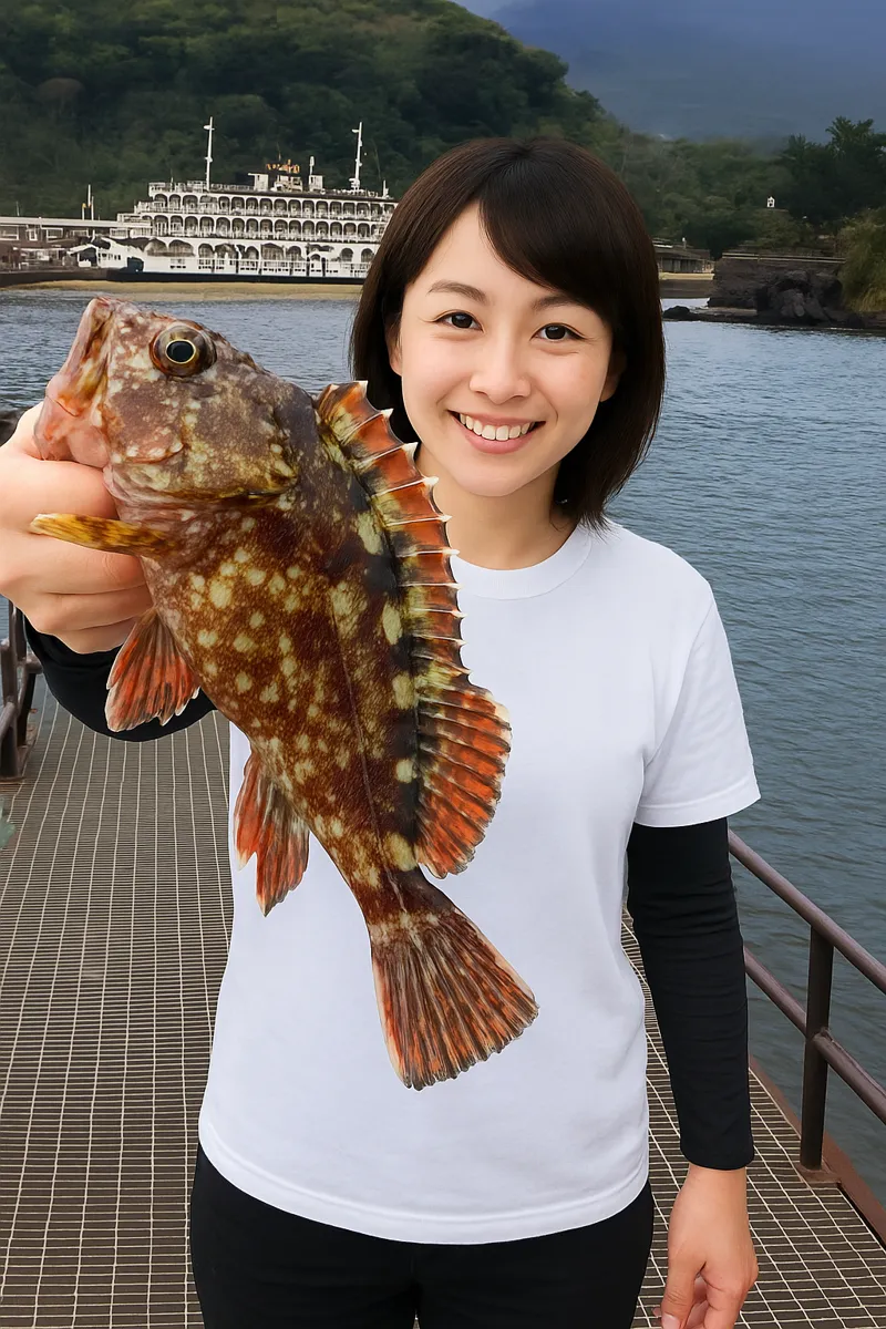 桜島海づり公園でアラカブの釣果を得た西岡.webp