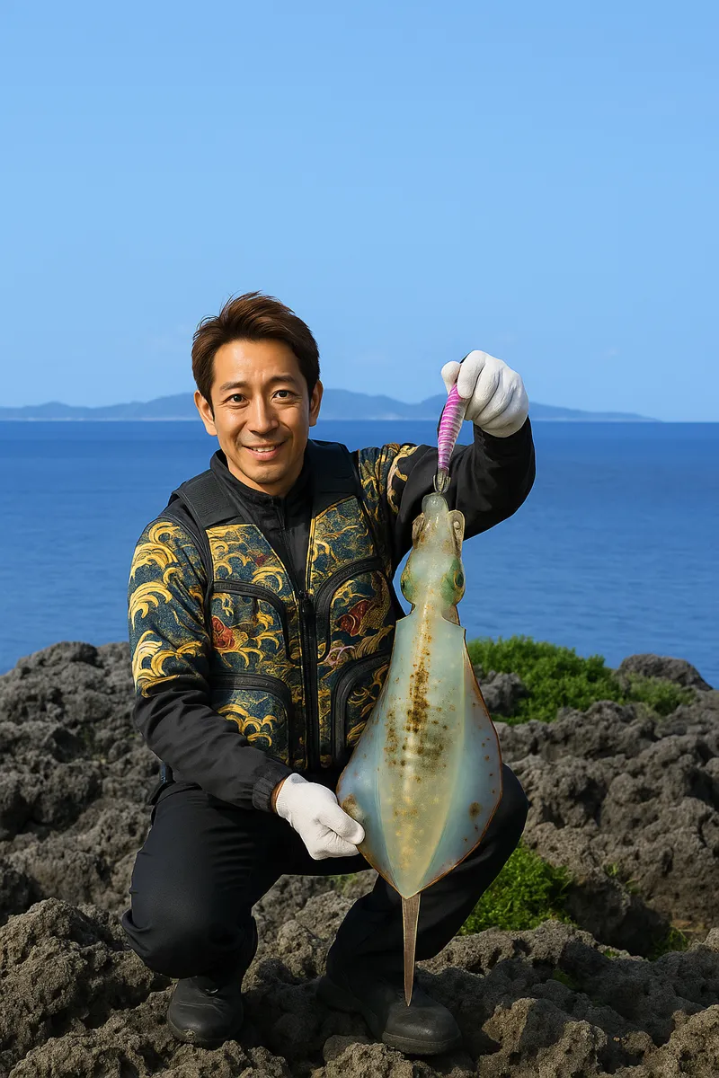 残波岬でシルイチャーの釣果を得た亀岡.webp
