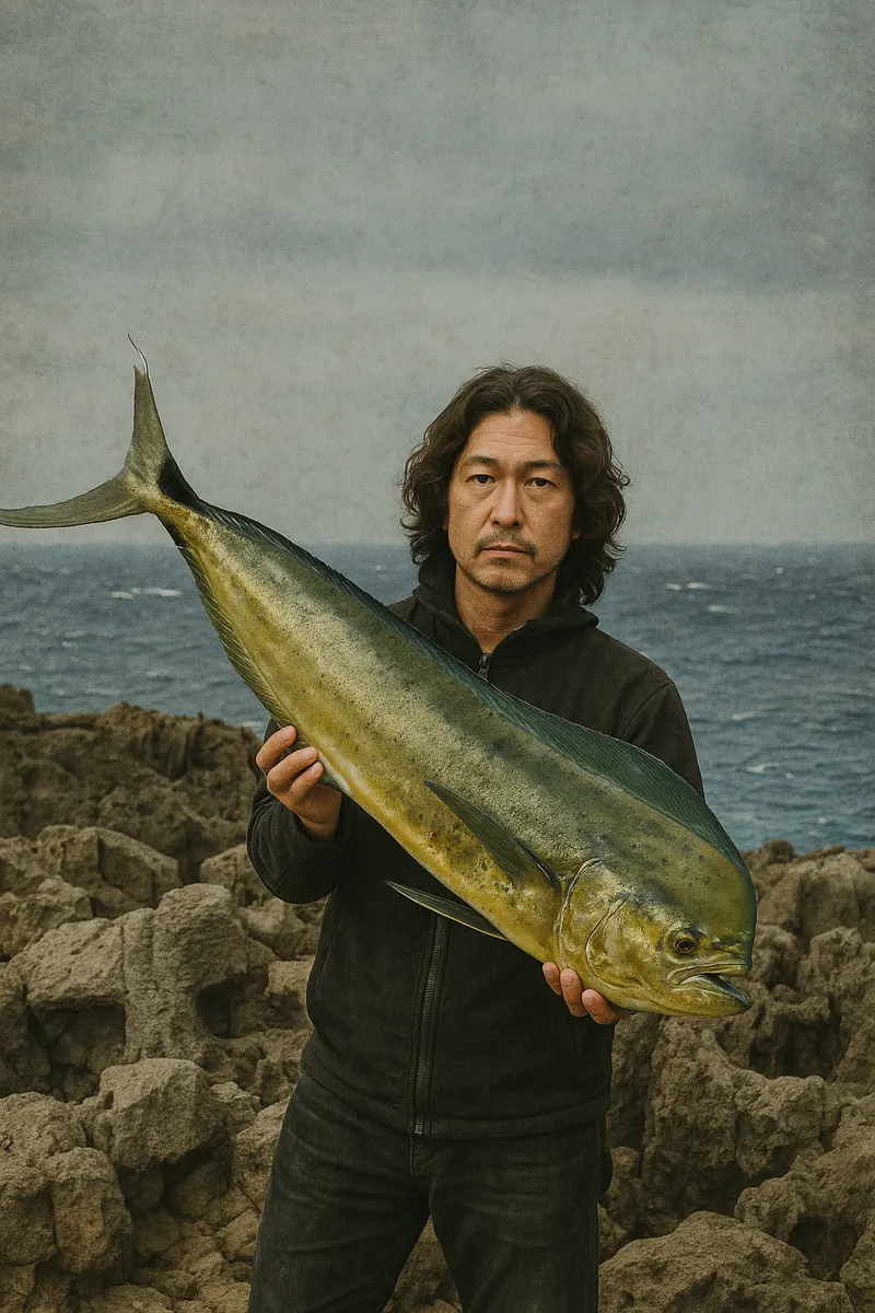 沖永良部島でシイラの釣果を得た岸本.webp