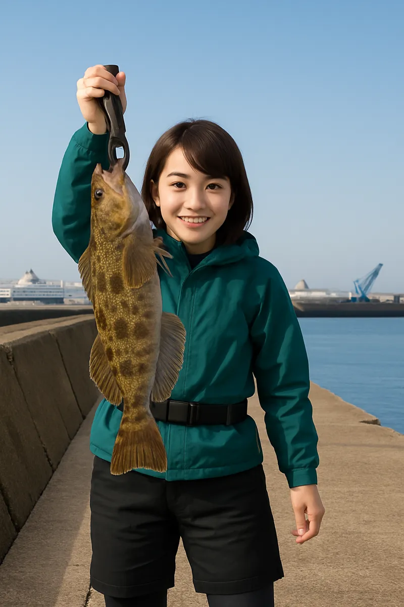 油川漁港でアイナメの釣果を得た西岡.webp