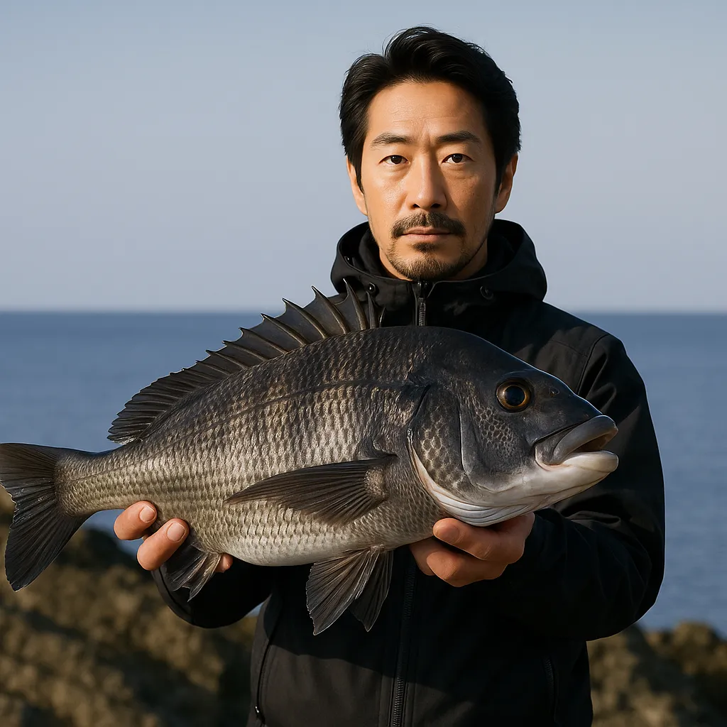 油戸荒崎でクロダイの釣果を得た佐々木.webp