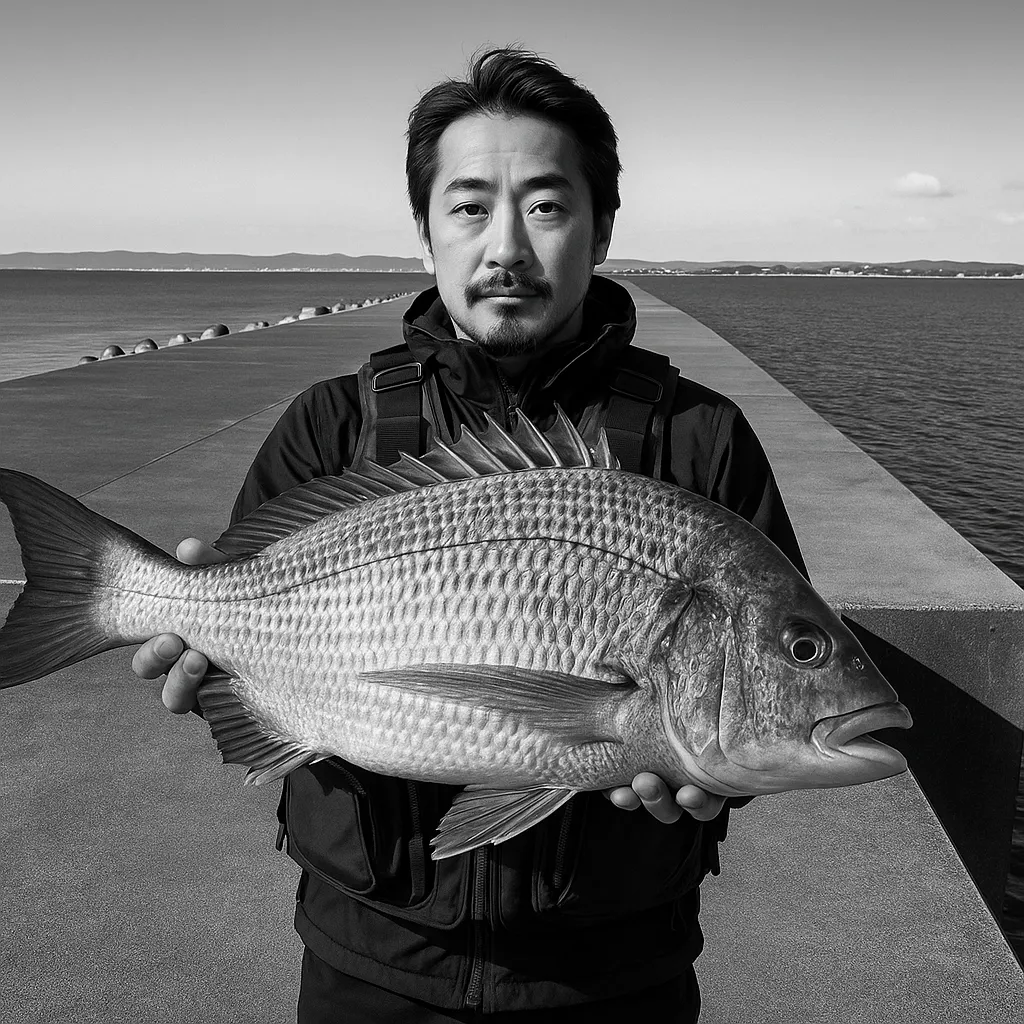 泡瀬一文字でチヌの釣果を得た佐々木.webp