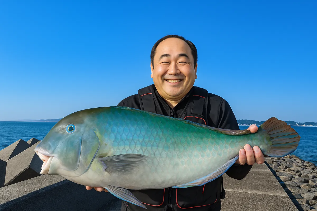 泡瀬一文字でマクブの釣果を得た持田.webp