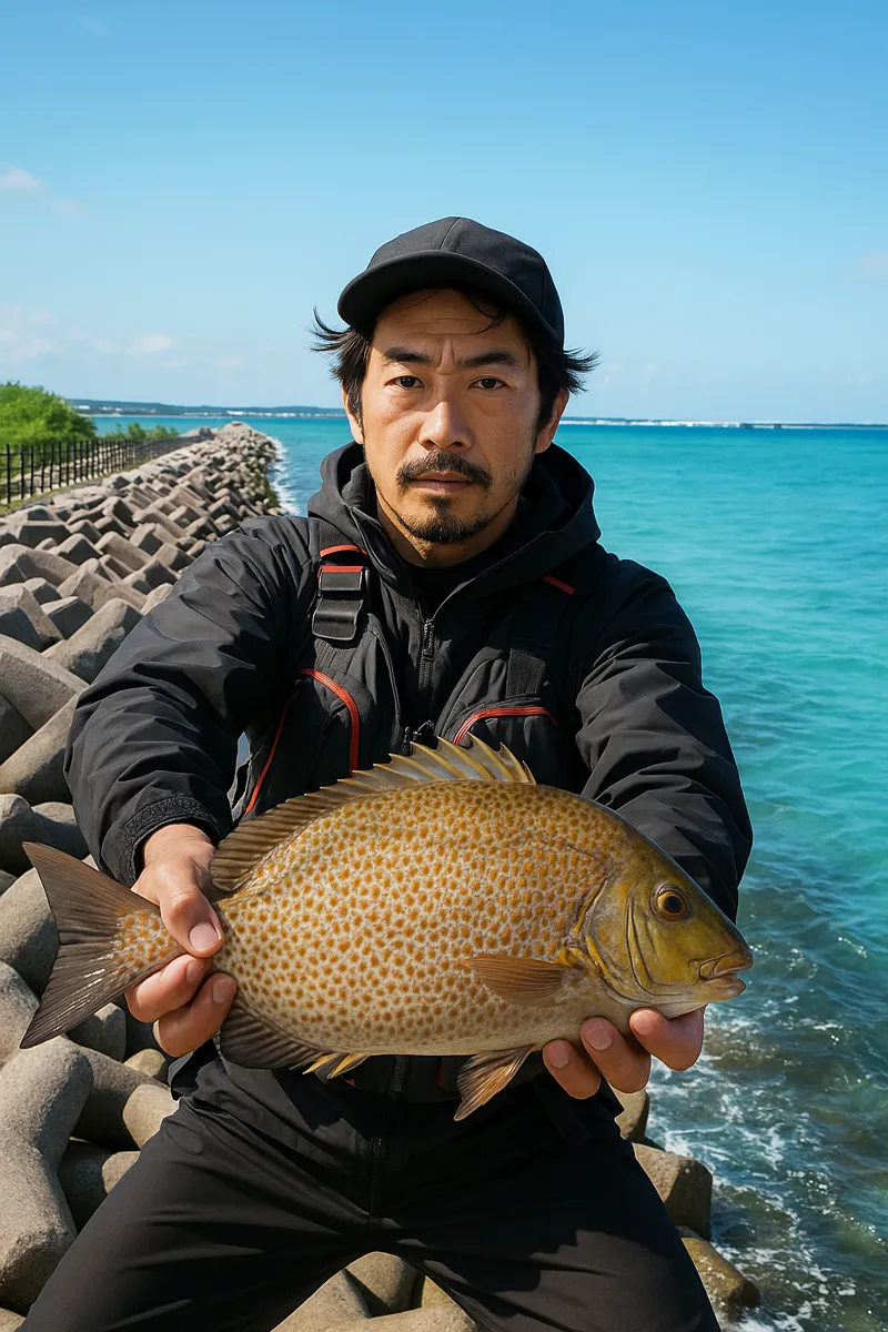 浜比嘉島でカーエーの釣果を得た佐々木.webp