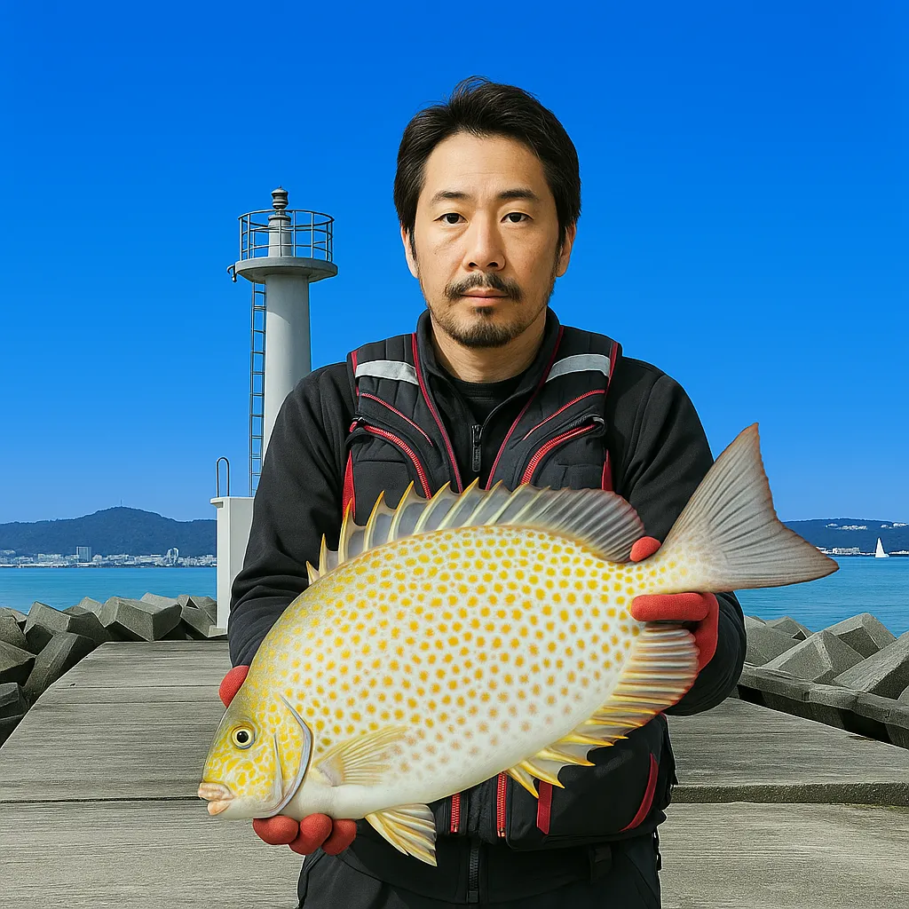 海野漁港でカーエーの釣果を得た佐々木.webp