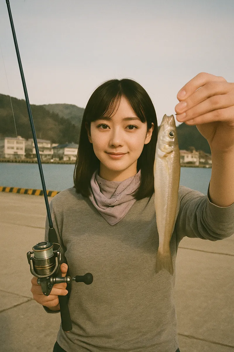 深浦港でシロギスの釣果を得た国生.webp