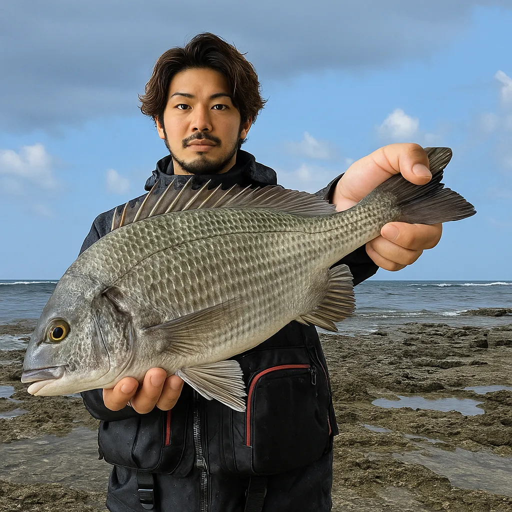 港川漁港でチンの釣果を得た澤田.webp
