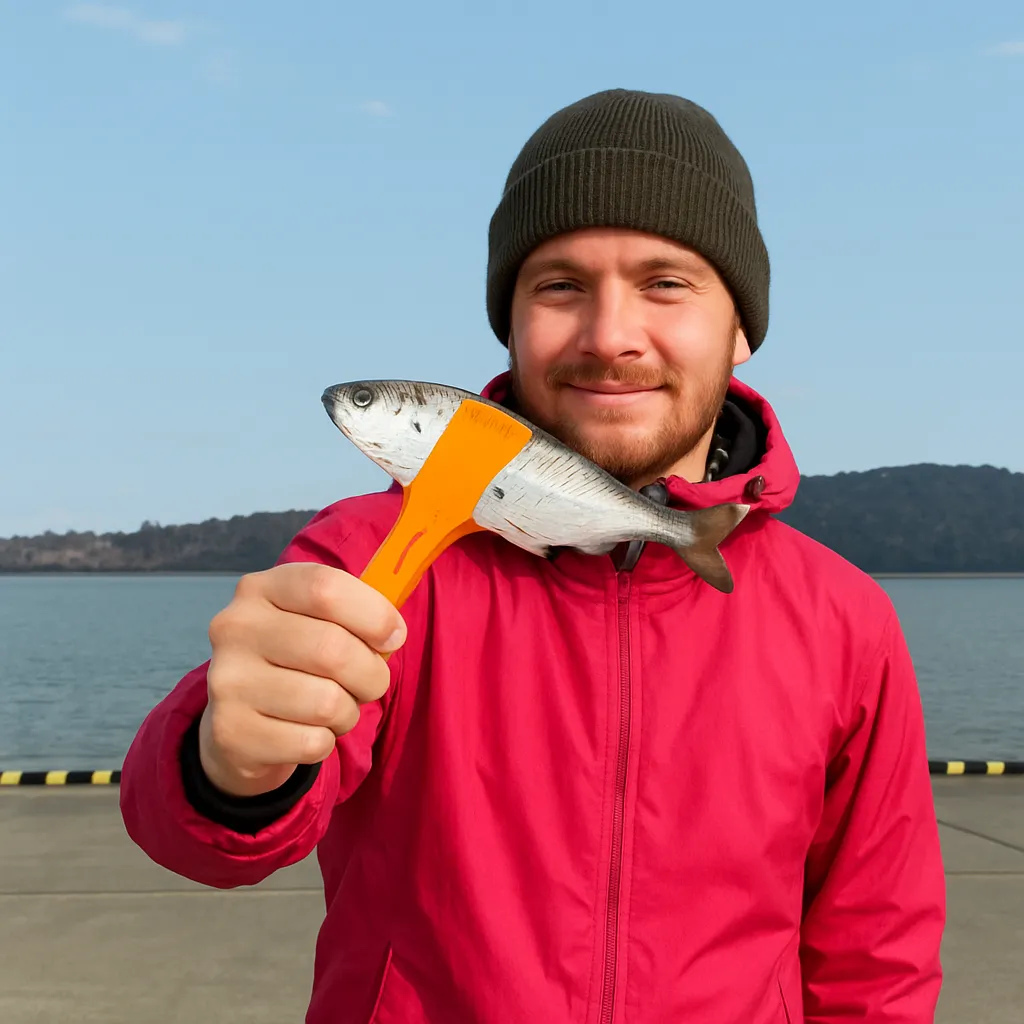 熊毛港でコノシロの釣果を得た男性.webp