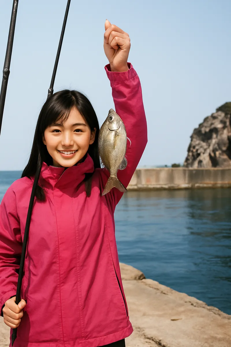 牛滝漁港でウミタナゴの釣果を得た黒川.webp