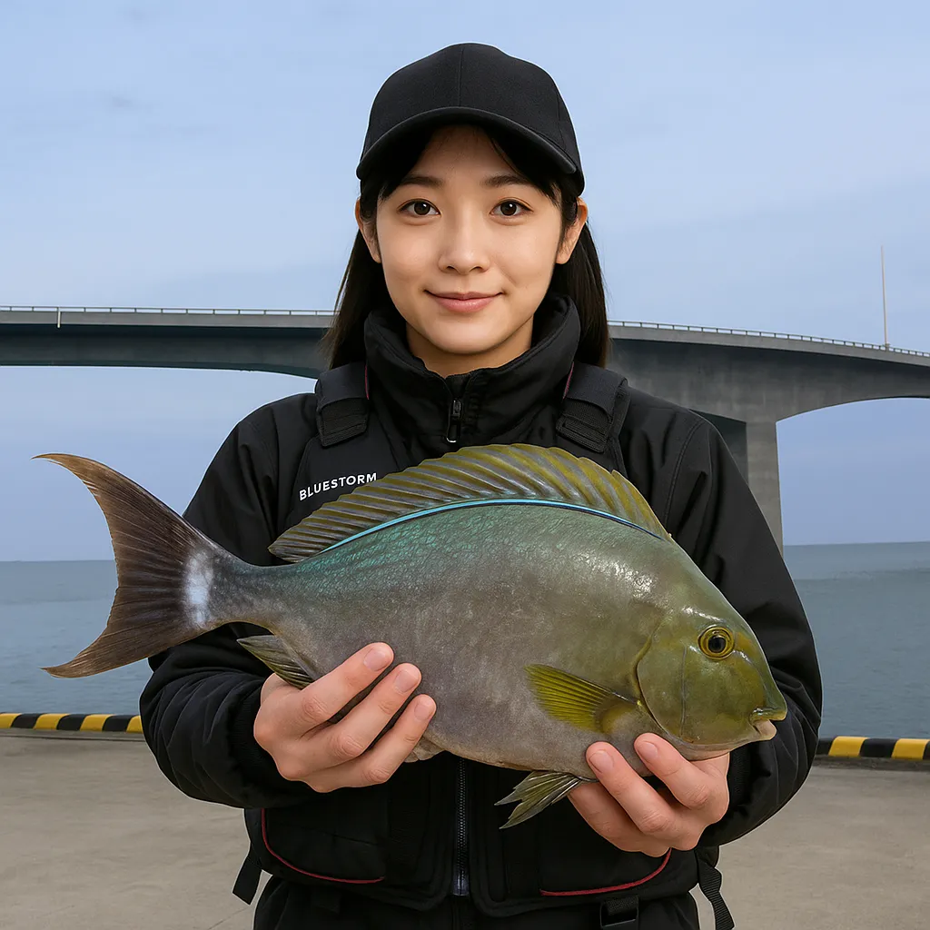 牧港漁港でトカジャーの釣果を得た国生.webp