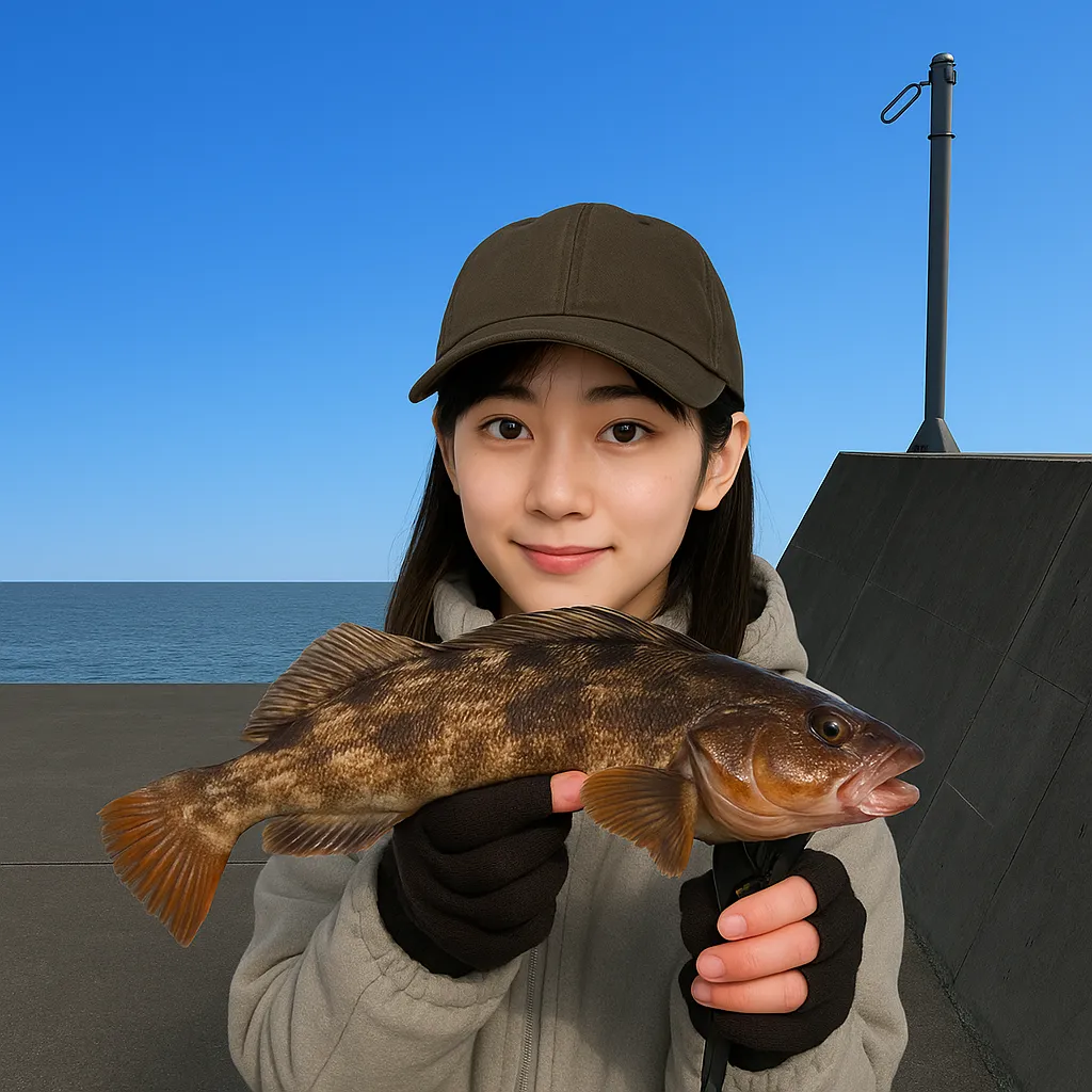 狐崎漁港でアイナメの釣果を得た国生.webp