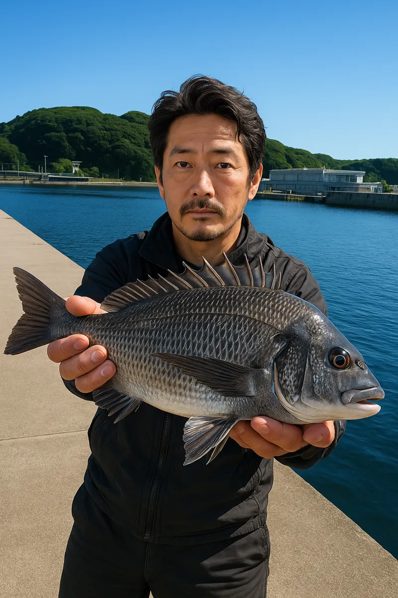 田代島でクロダイの釣果を得た佐々木.webp