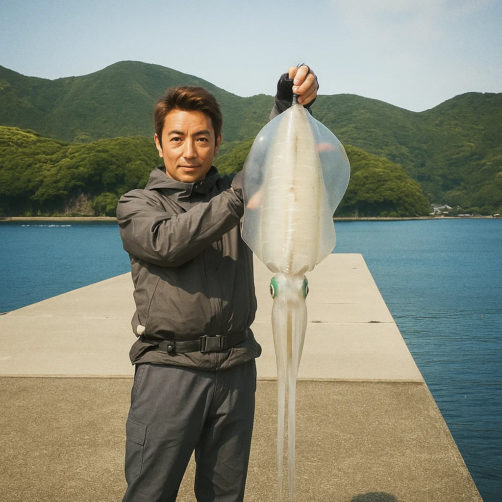 田鶴音港でアオリイカの釣果を得た亀岡.webp