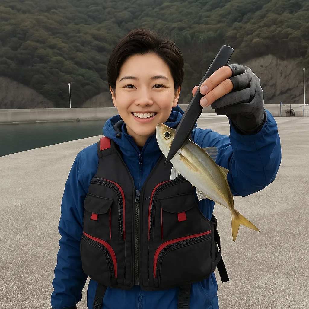田鶴音港でアジの釣果を得た佐伯.webp