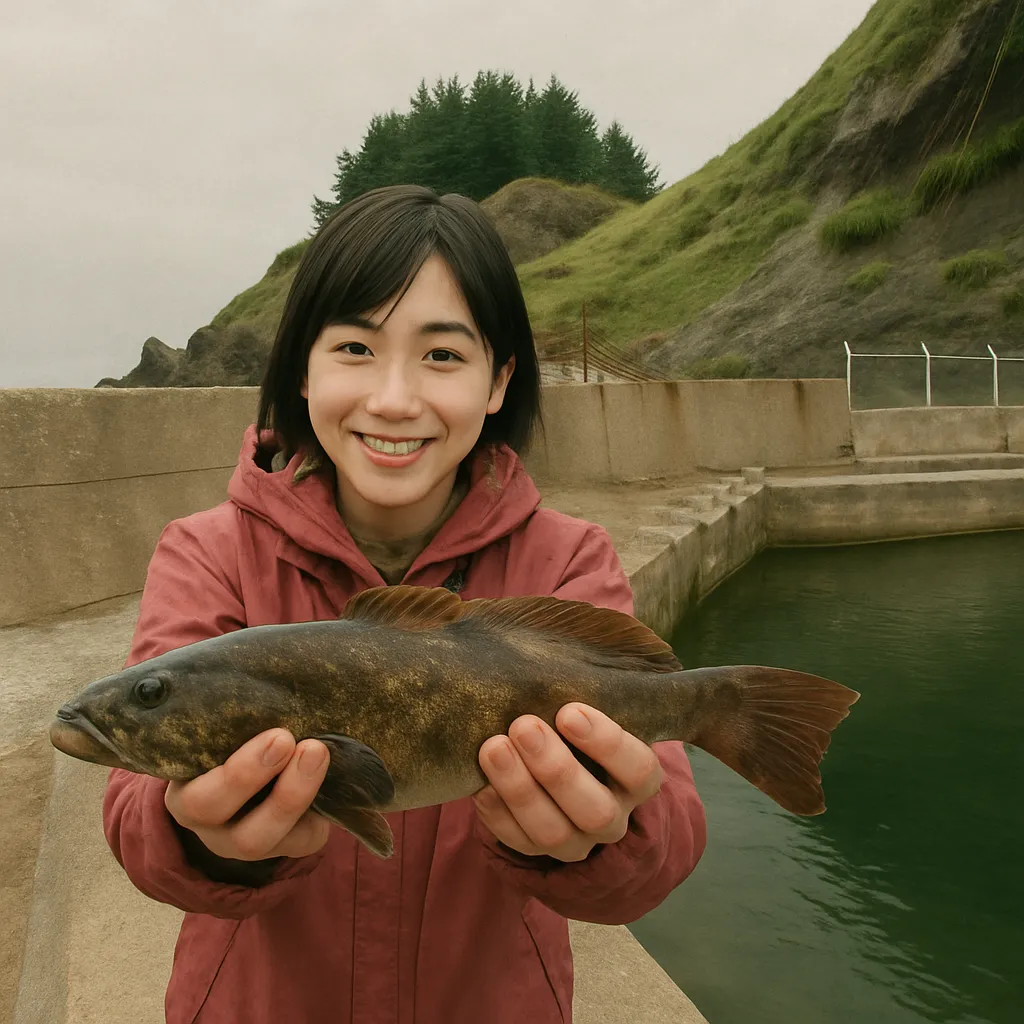 由良海洋釣堀でアイナメの釣果を得た黒川.webp
