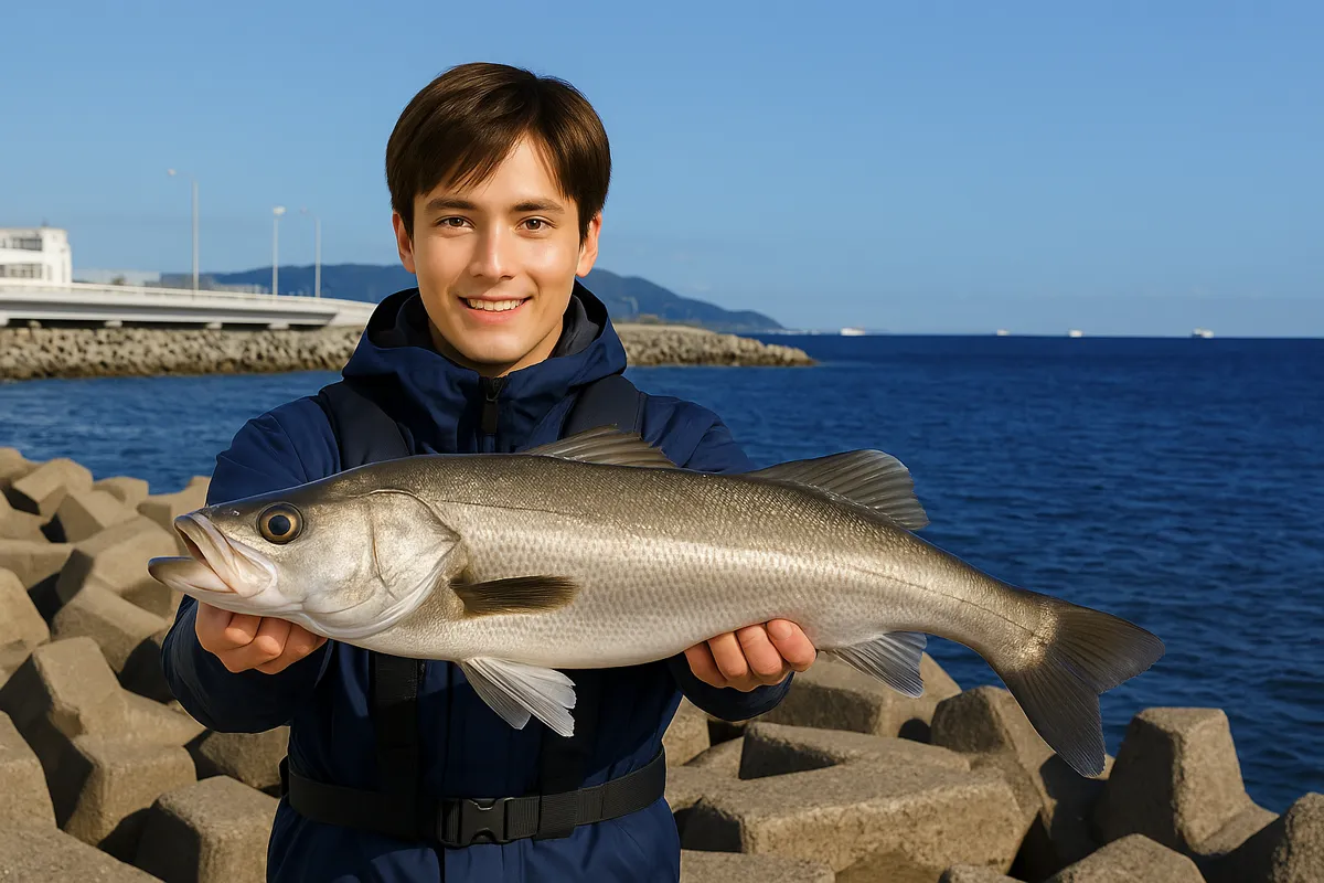 甲突川河口でシーバスの釣果を得た久良木.webp