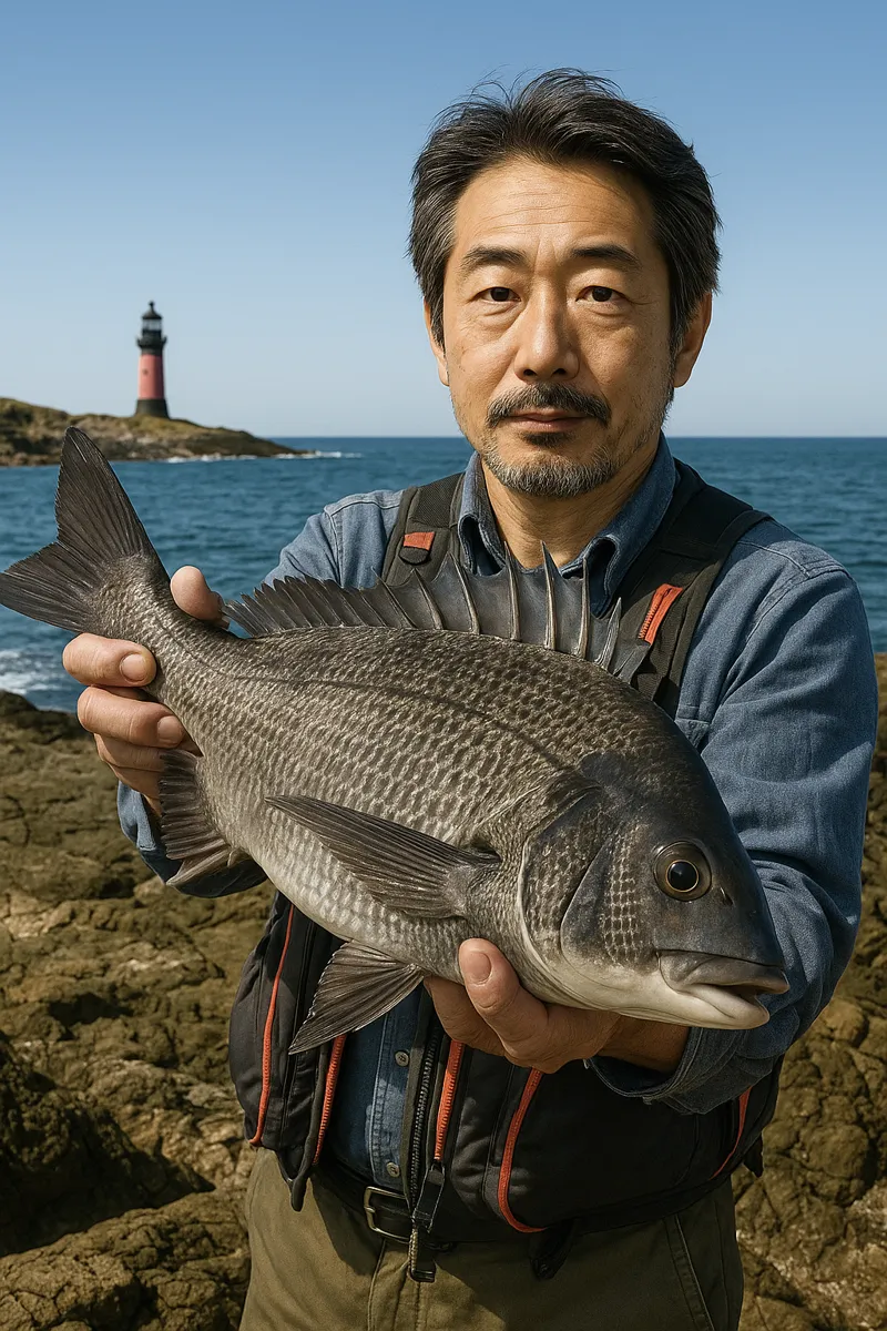 留棹庵島でクロダイの釣果を得た佐々木.webp