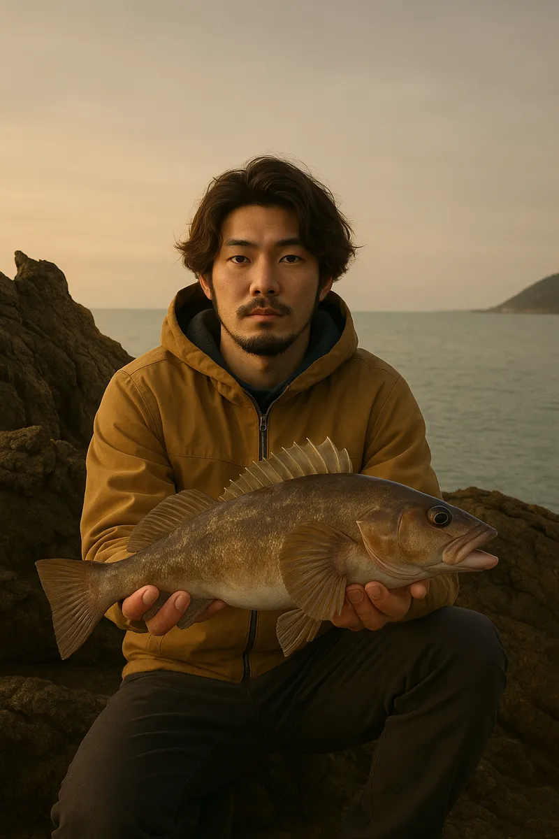 白山島でアイナメの釣果を得た澤田.webp