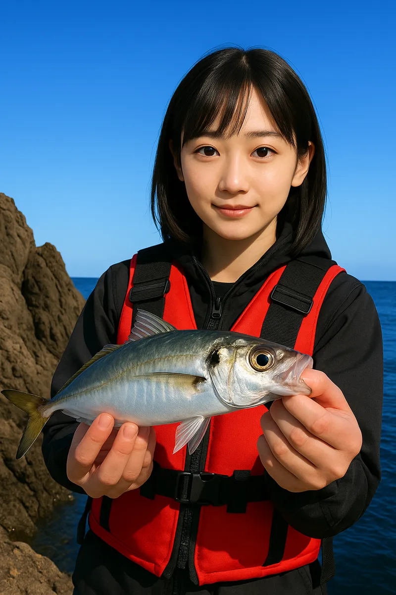 白山島でアジの釣果を得た国生.webp