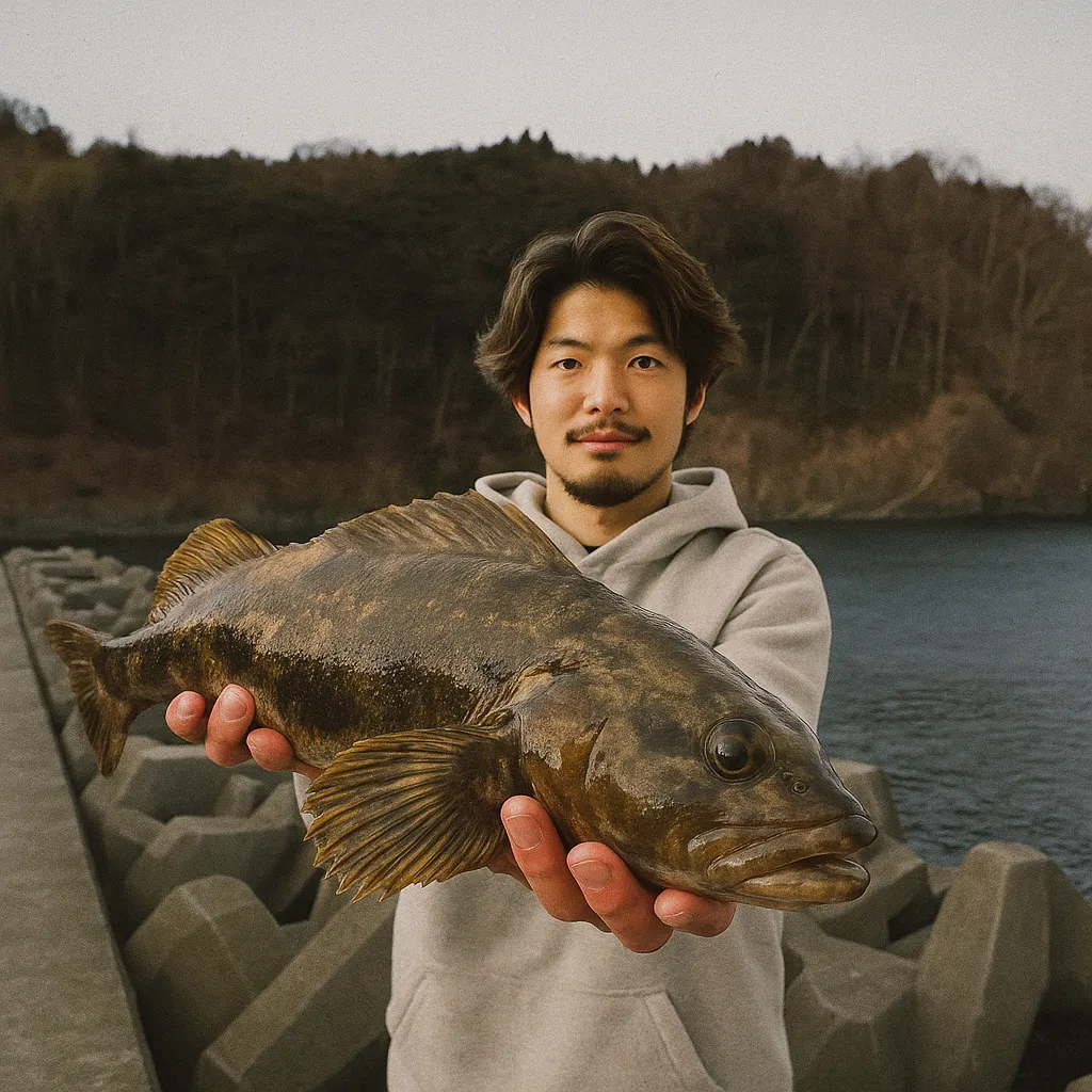 相川漁港でアイナメの釣果を得た澤田.webp