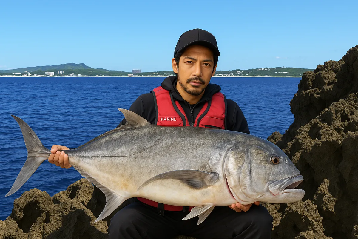 真栄田岬でガーラの釣果を得た広岡.webp